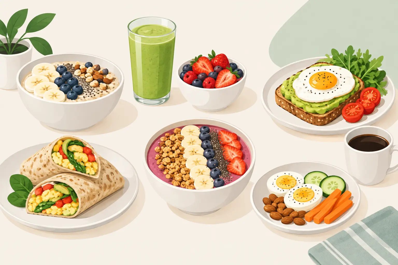 10 ejemplos de desayunos equilibrados fáciles